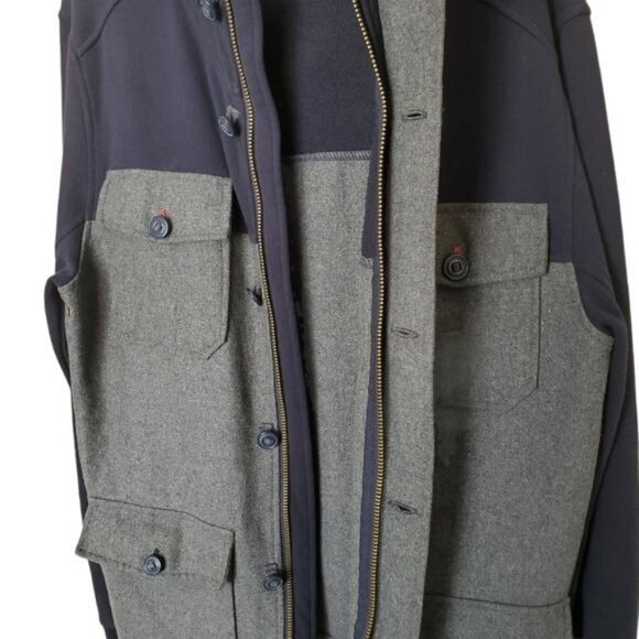 ALL-SON URBAN OUTFITTERS Mens Coat SZ L Wool Gray Navy Color‎ Block Zip Hoodie - Picture 9 of 13